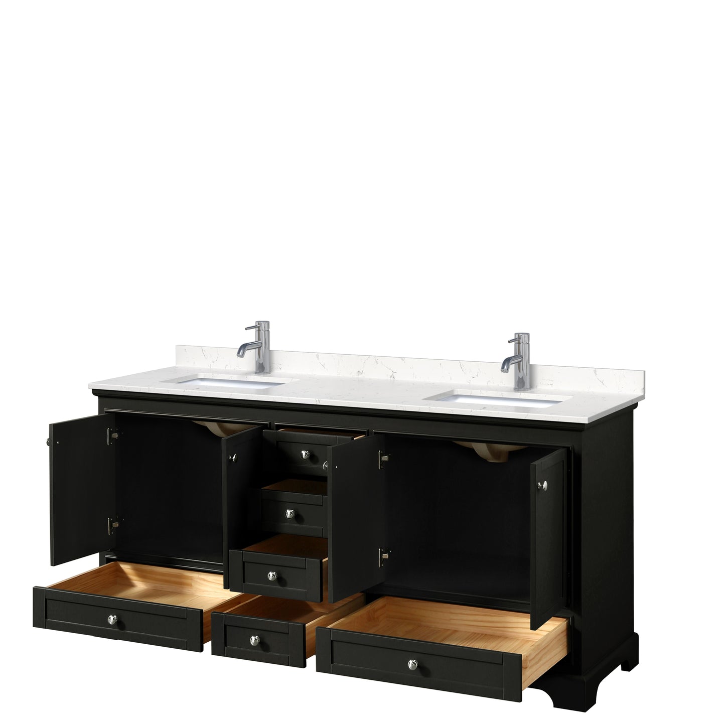Deborah 72" Double Vanity in Dark Espresso, Carrara Cultured Marble Top, Sinks