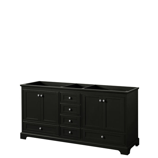 Deborah 72 Inch Double Bathroom Vanity in Dark Espresso, No Countertop, No Sinks, and No Mirrors