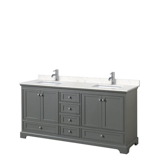 Deborah 72" Double Vanity in Dark Gray, Carrara Cultured Marble Top, Sinks