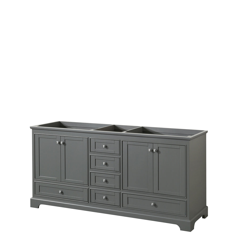 Deborah 72 inch Double Bathroom Vanity in Dark Gray, No Countertop, No Sinks, and No Mirrors