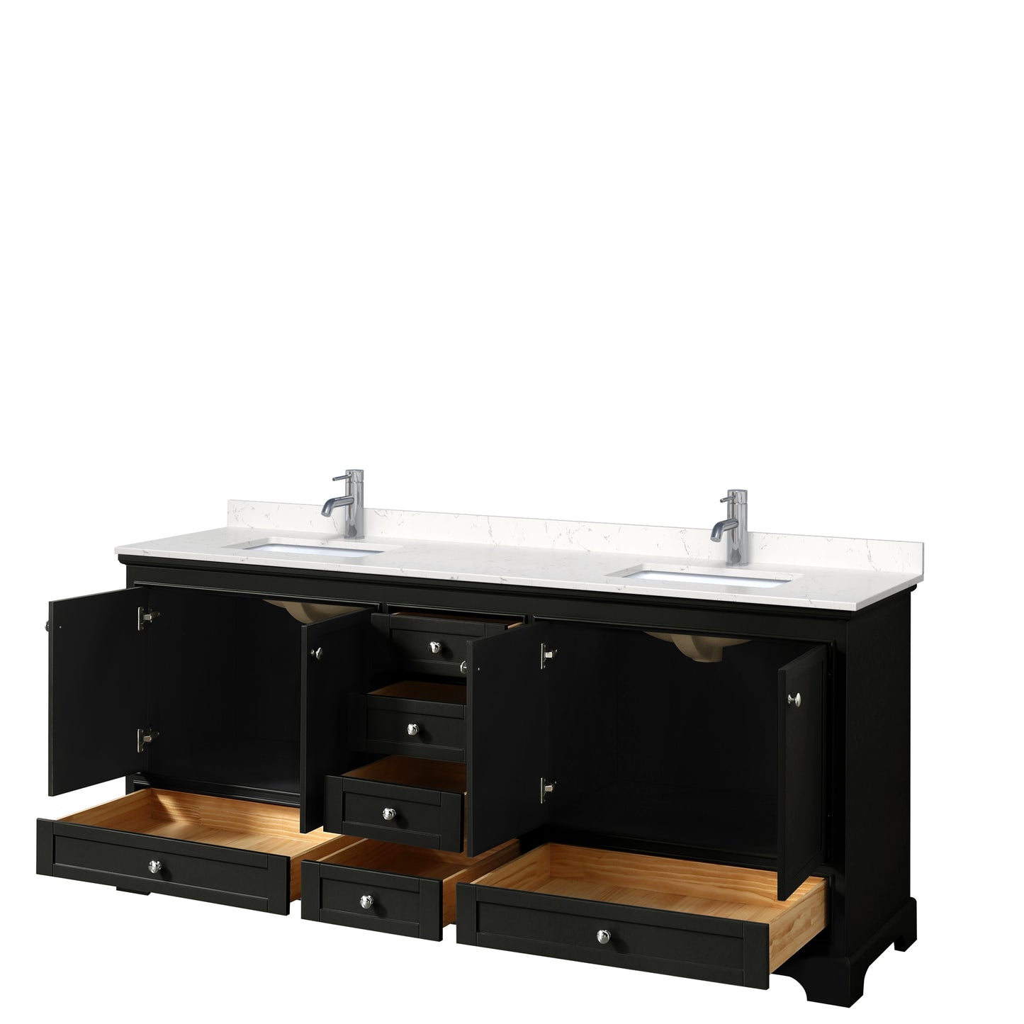 Deborah 80" Double Vanity in Dark Espresso, Carrara Cultured Marble Top, Sinks