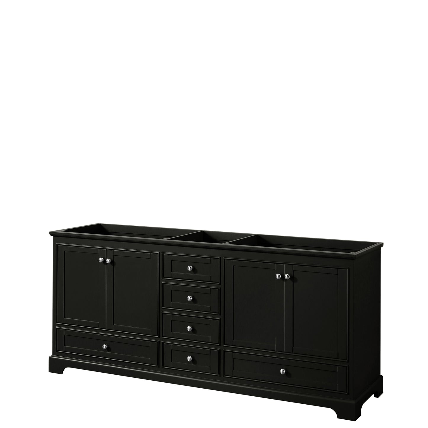 Deborah 80 Inch Double Bathroom Vanity in Dark Espresso, No Countertop, No Sinks, and No Mirrors