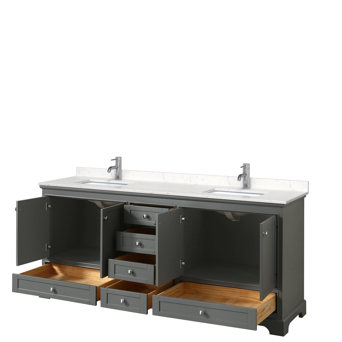 Deborah 80" Double Vanity in Dark Gray, Carrara Cultured Marble Top, Sinks