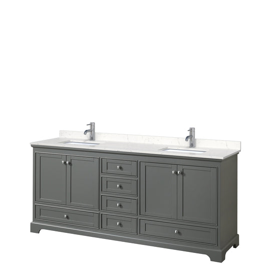 Deborah 80" Double Vanity in Dark Gray, Carrara Cultured Marble Top, Sinks