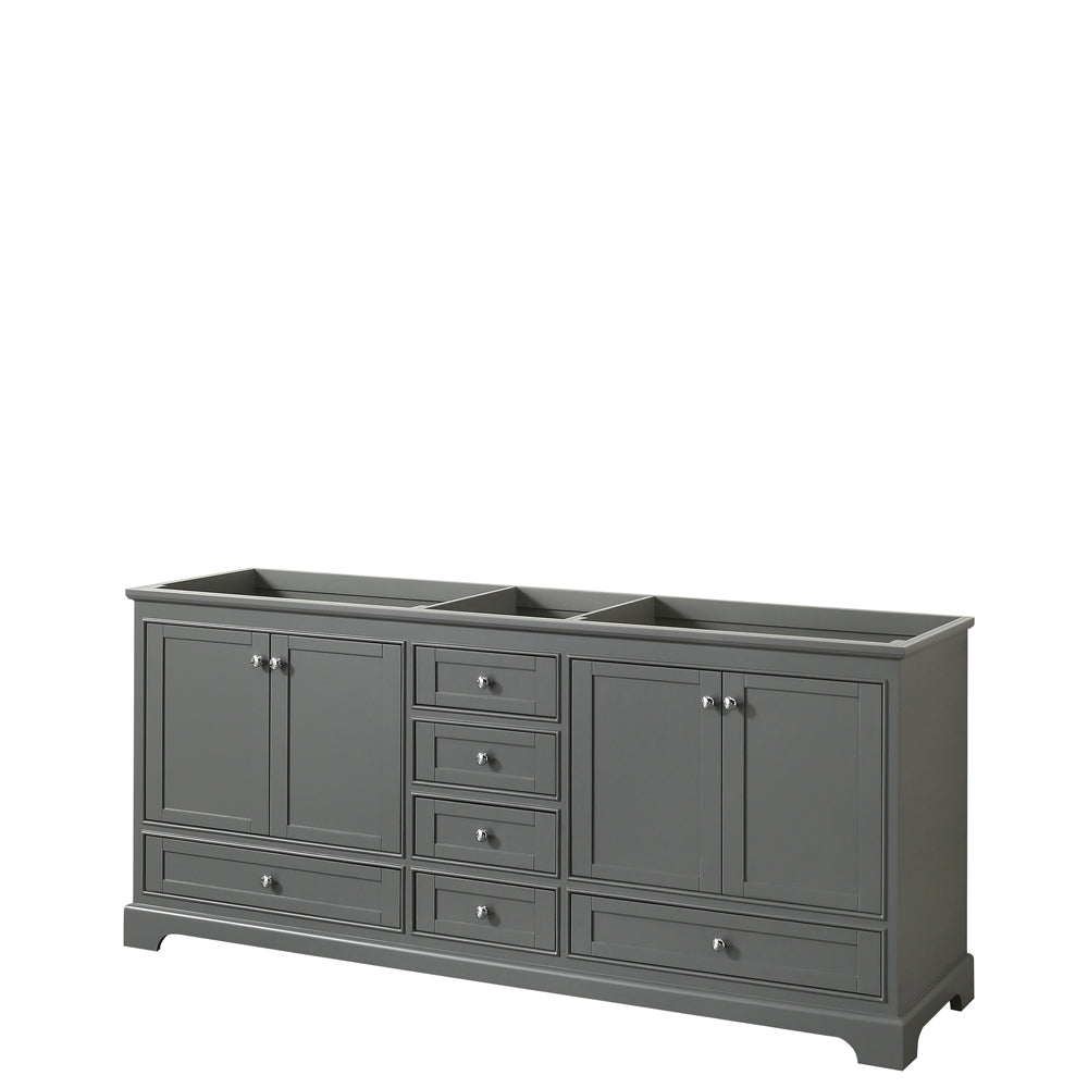 Deborah 80 inch Double Bathroom Vanity in Dark Gray, No Countertop, No Sinks, and No Mirrors