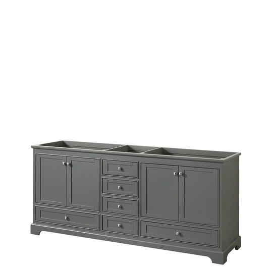 Deborah 80" Double Vanity in Dark Gray, No Top, No Sinks, No Mirrors