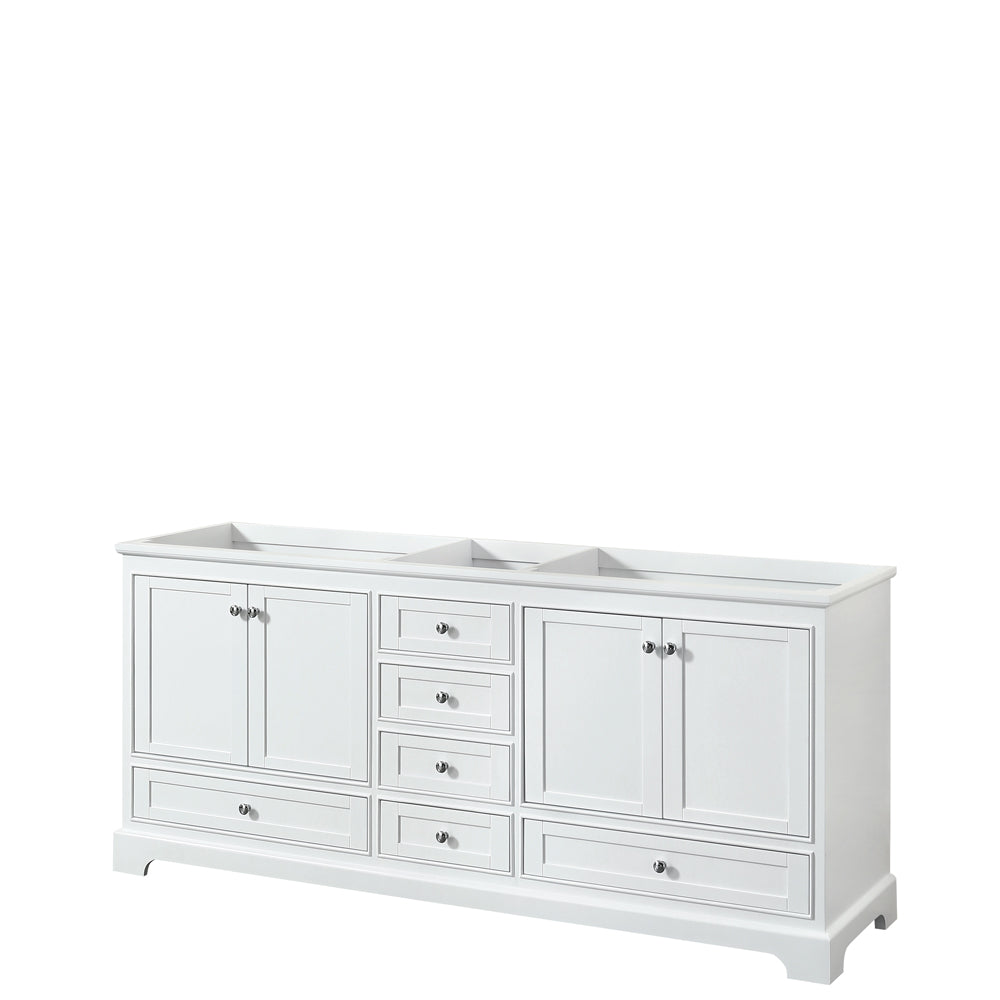 Deborah 80 inch Double Bathroom Vanity in White, No Countertop, No Sinks, and No Mirrors