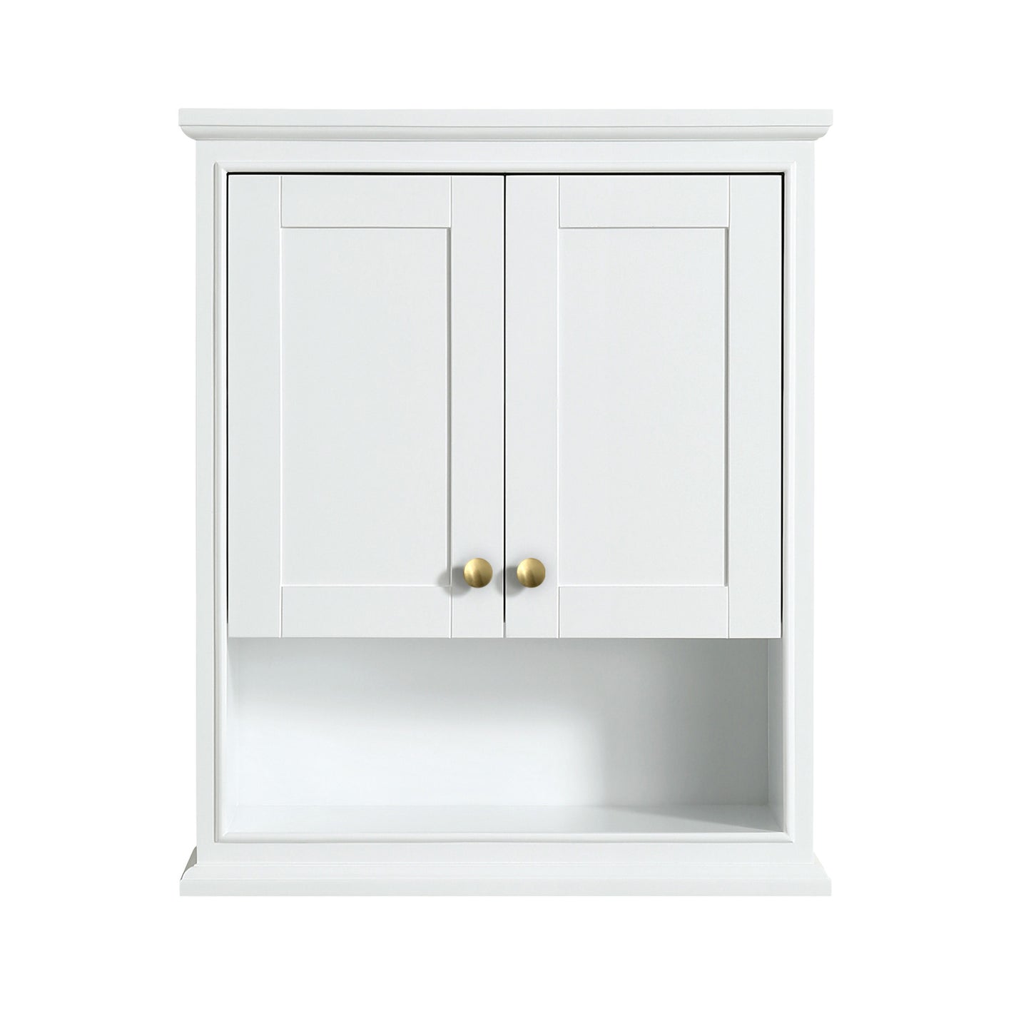 Deborah Over-the-Toilet Wall-Mounted Storage Cabinet in White, Brushed Gold Trim