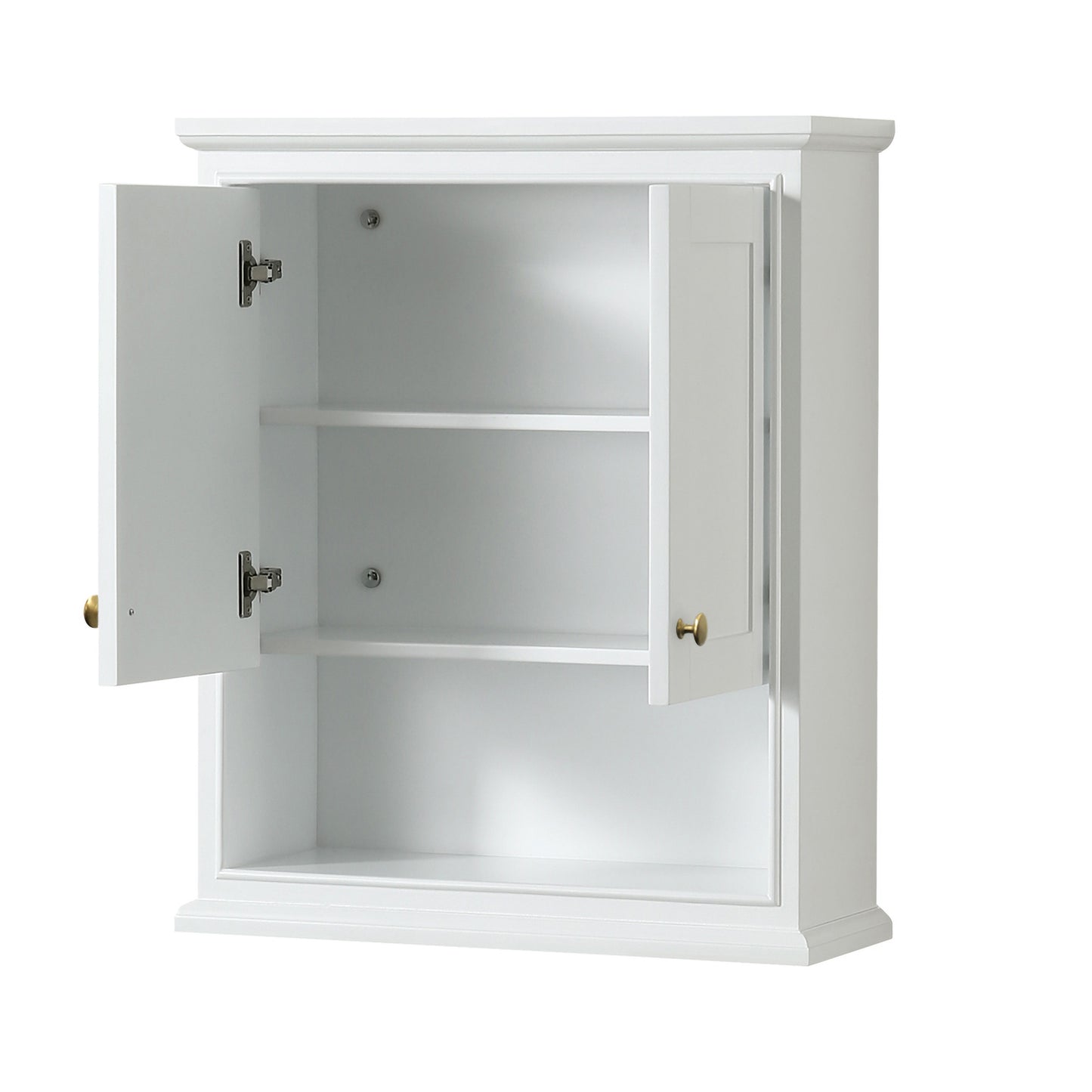 Deborah Over-the-Toilet Wall-Mounted Storage Cabinet in White, Brushed Gold Trim
