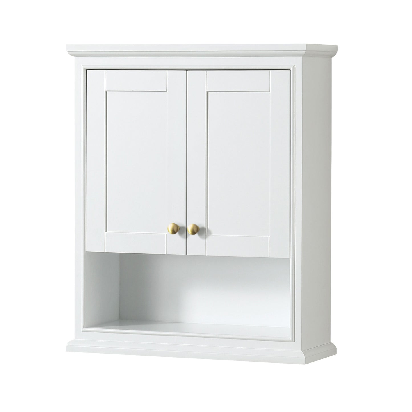 Deborah Over-the-Toilet Wall-Mounted Storage Cabinet in White, Brushed Gold Trim