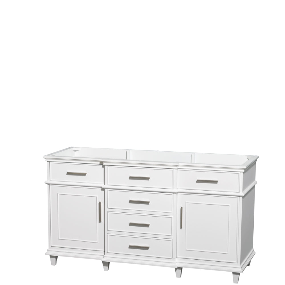 Berkeley 60" Single Vanity in White, No Top, No Sink, No Mirror