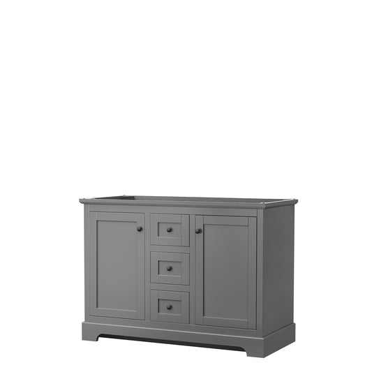 Avery 48" Double Vanity in Dark Gray, No Top, No Sinks, Matte Black Trim