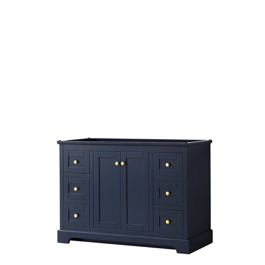 Avery 48 Inch Single Bathroom Vanity in Dark Blue, No Countertop, No Sink, and No Mirror