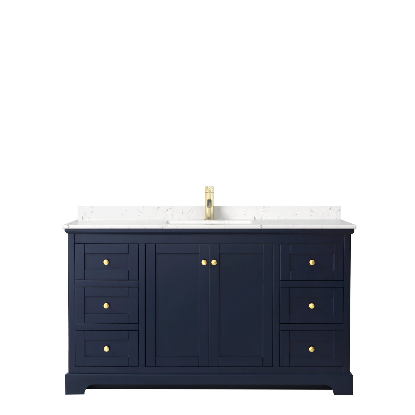 Avery 60" Single Vanity in Dark Blue, Carrara Cultured Marble Top, Sink