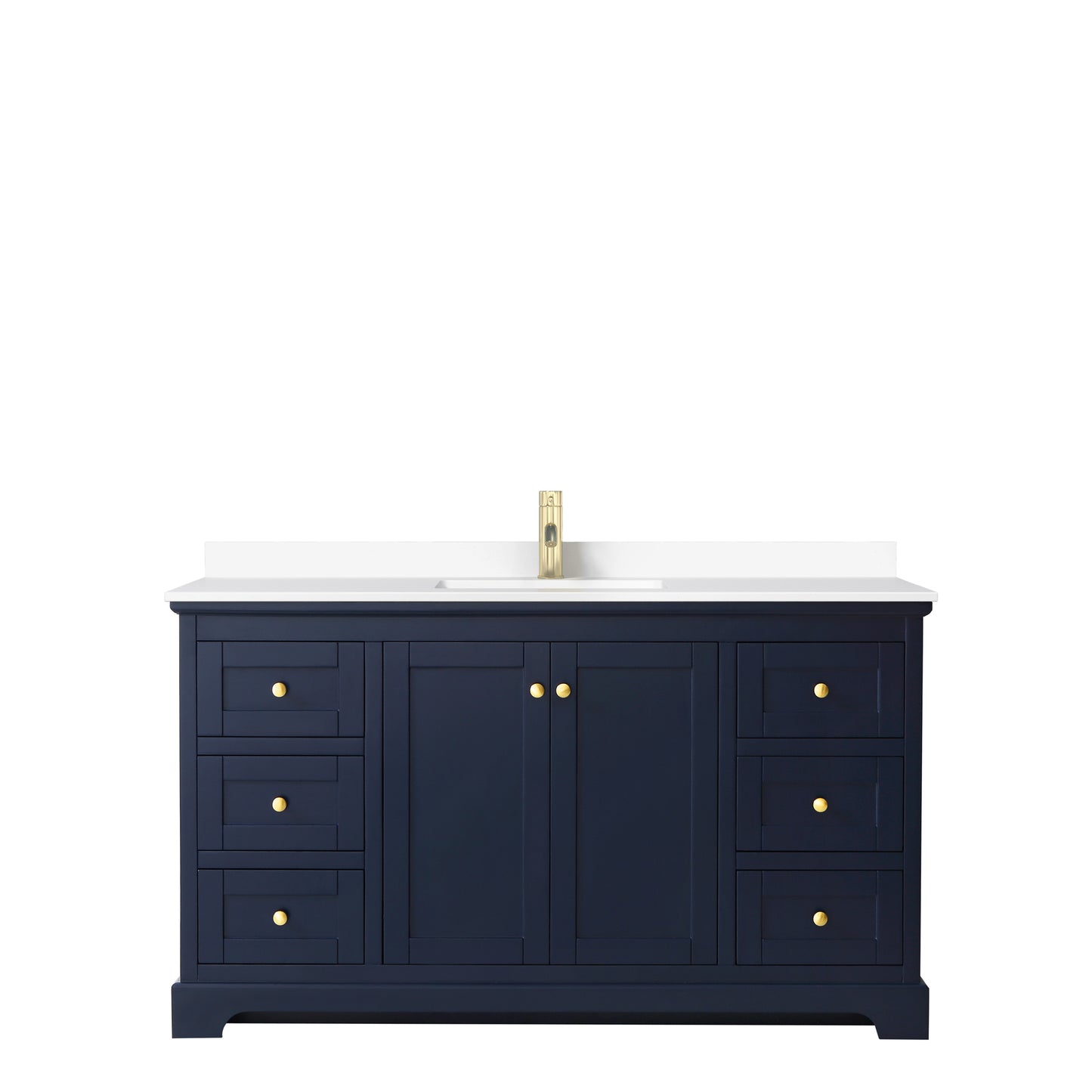 Avery 60" Single Vanity in Dark Blue, White Cultured Marble Top, Sink