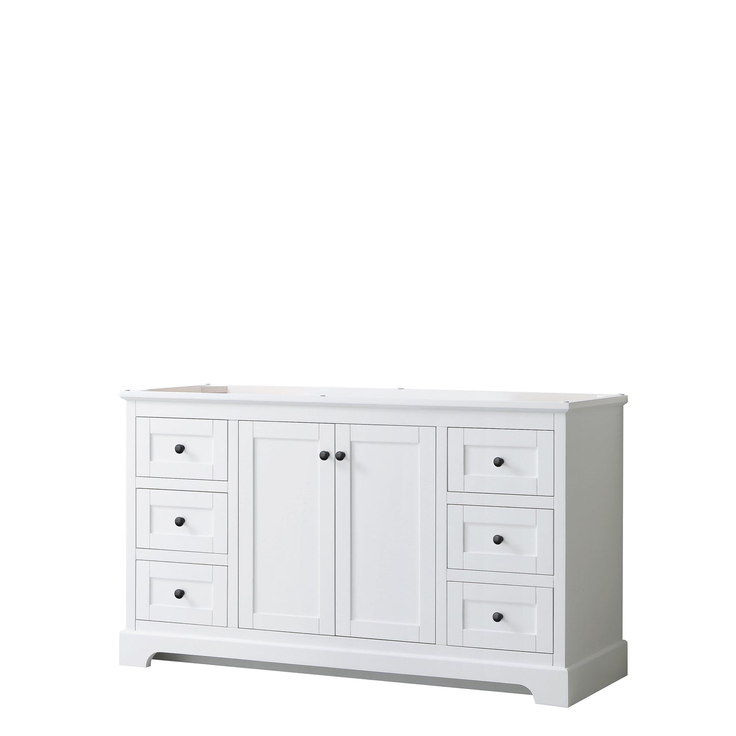 Avery 60" Single Vanity in White, No Top, No Sink, Matte Black Trim