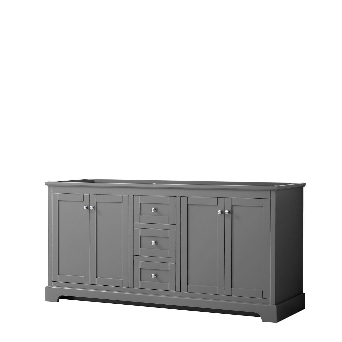 Avery 72 Inch Double Bathroom Vanity in Dark Gray, No Countertop, No Sinks, and No Mirror