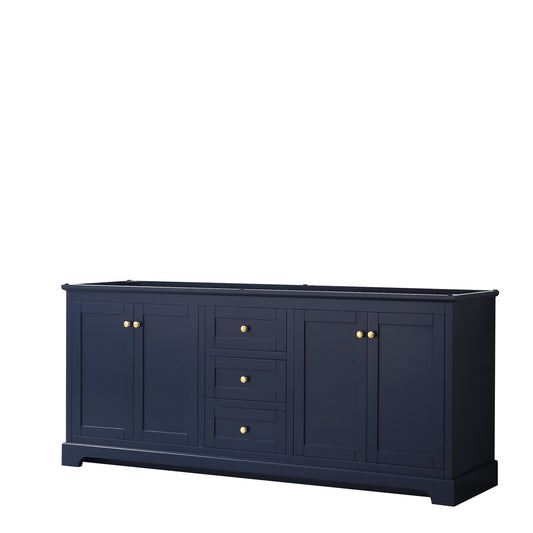 Avery 80 Inch Double Bathroom Vanity in Dark Blue, No Countertop, No Sinks, and No Mirror