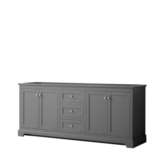 Avery 80 Inch Double Bathroom Vanity in Dark Gray, No Countertop, No Sinks, and No Mirror