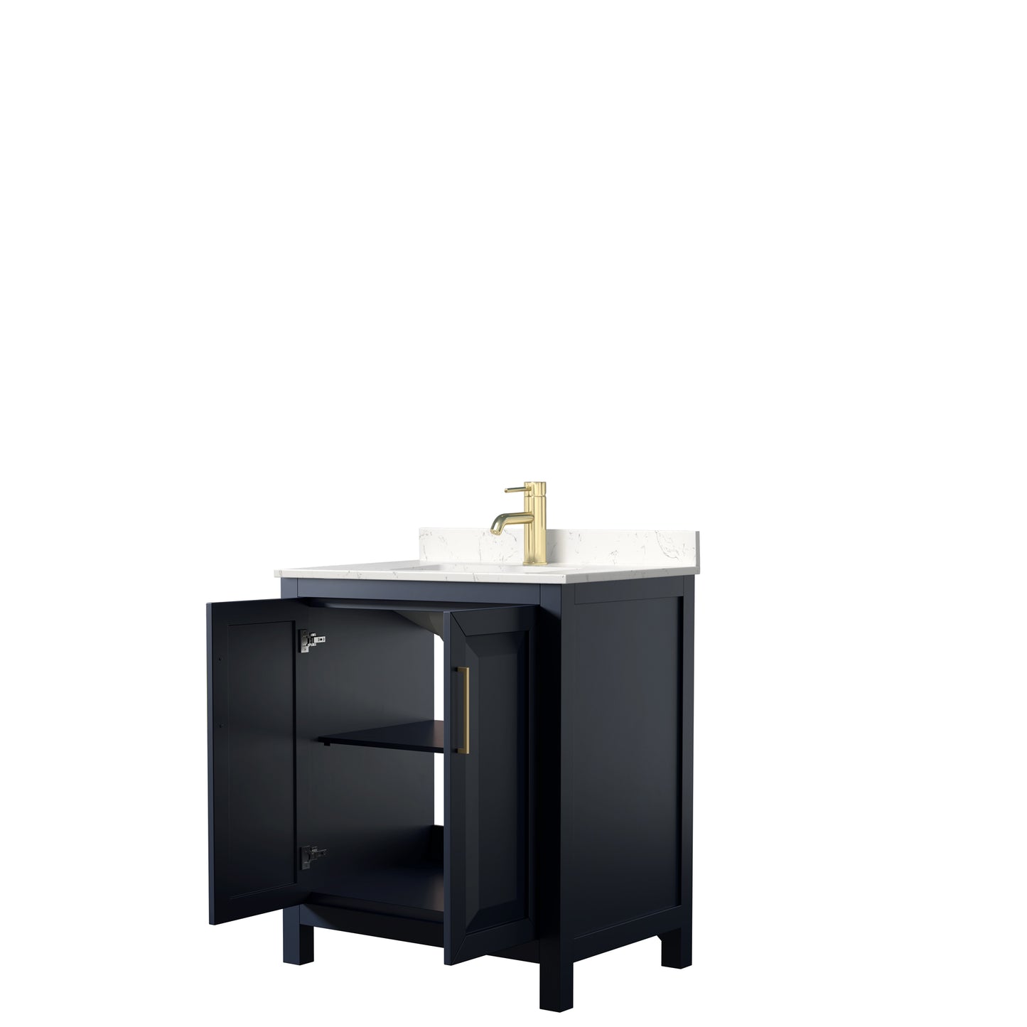 Daria 30" Single Vanity in Dark Blue, Carrara Cultured Marble Top, Sink