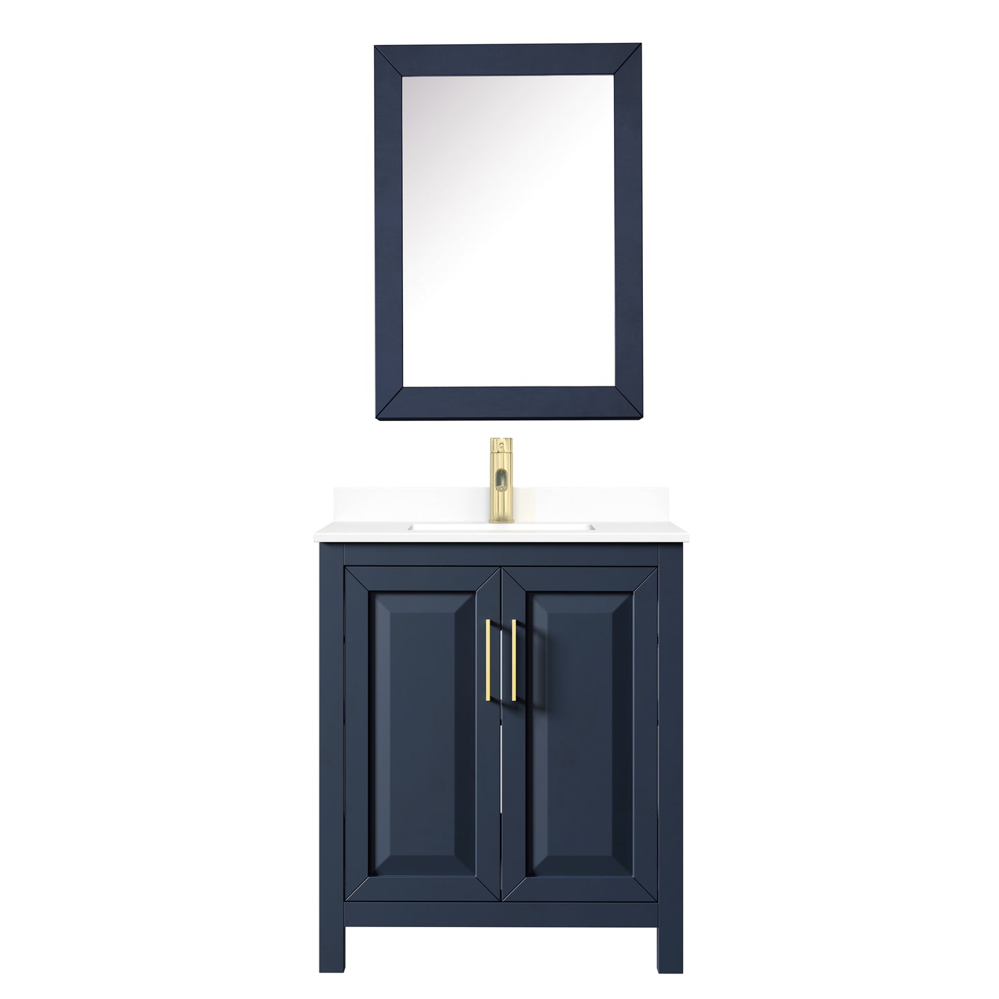 Daria 30" Single Vanity in Blue, White Cultured Marble Top, Medicine Cabinet