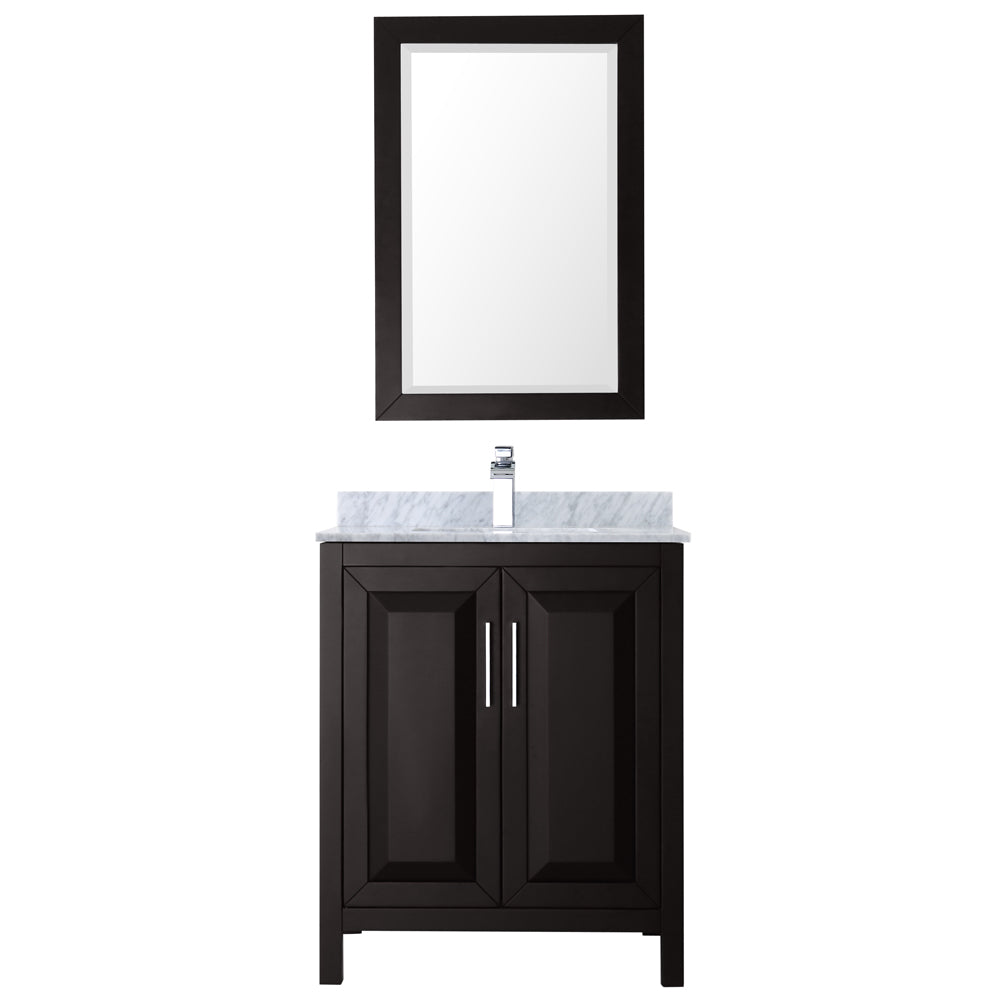 Daria 30" Single Vanity in Dark Espresso, Top, Square Sink, 24" Mirror