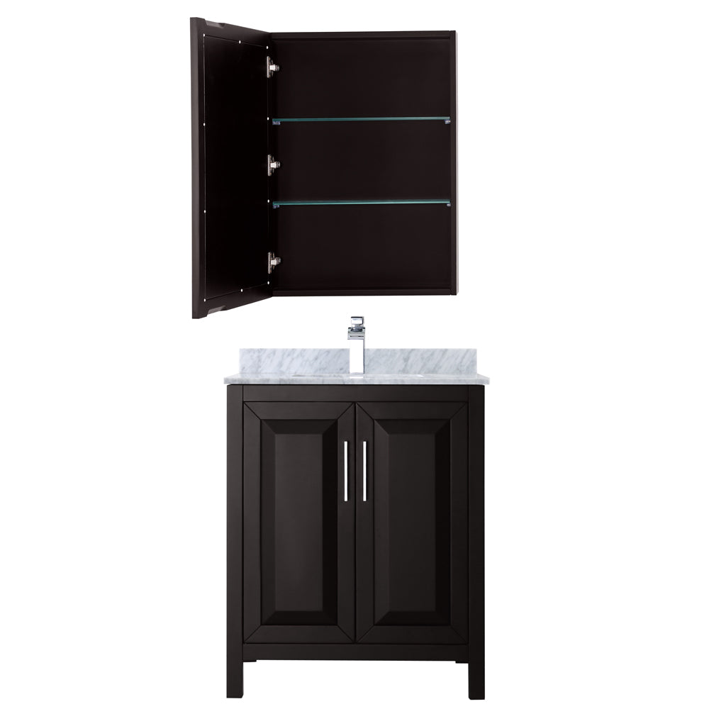 Daria 30" Single Vanity in Dark Espresso, Top, Square Sink, Medicine Cabinet