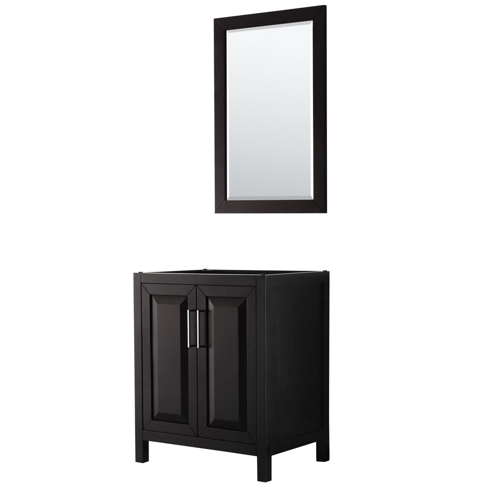 Daria 30 inch Single Bathroom Vanity in Dark Espresso, No Countertop, No Sink, and 24 inch Mirror