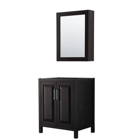 Daria 30" Single Vanity in Dark Espresso, No Top, No Sink, Medicine Cabinet