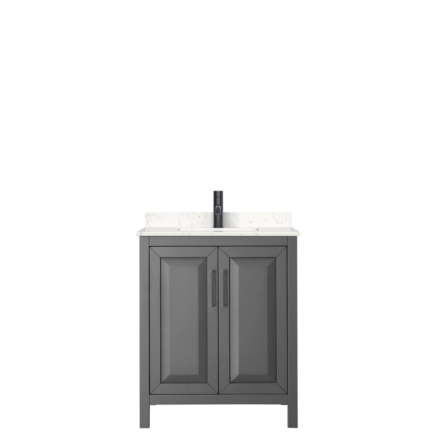 Daria 30" Single Vanity in Dark Gray, Carrara Cultured Marble Top, Black Trim