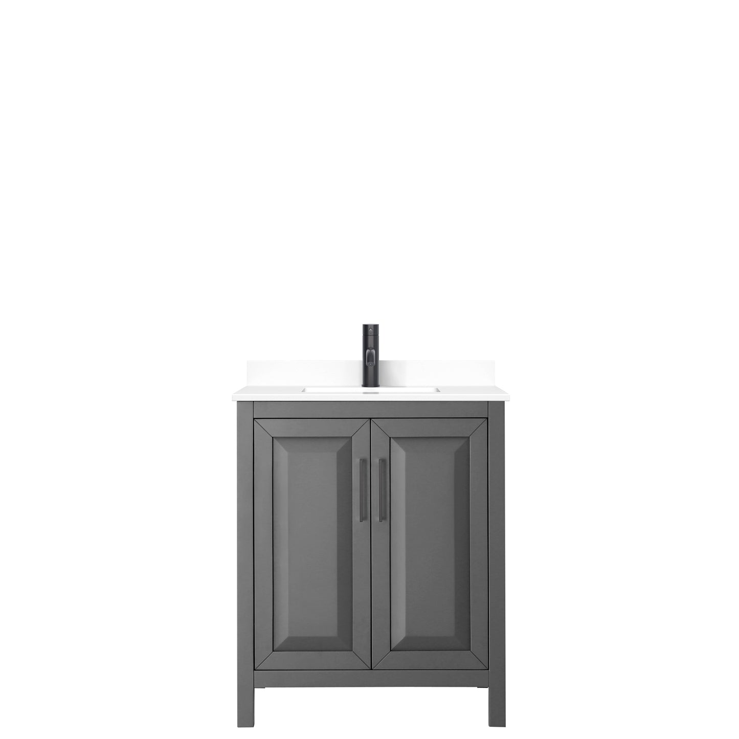 Daria 30" Single Vanity in Dark Gray, White Cultured Marble Top, Black Trim