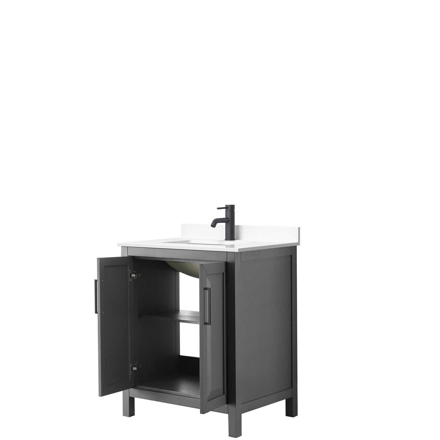 Daria 30" Single Vanity in Dark Gray, White Cultured Marble Top, Black Trim
