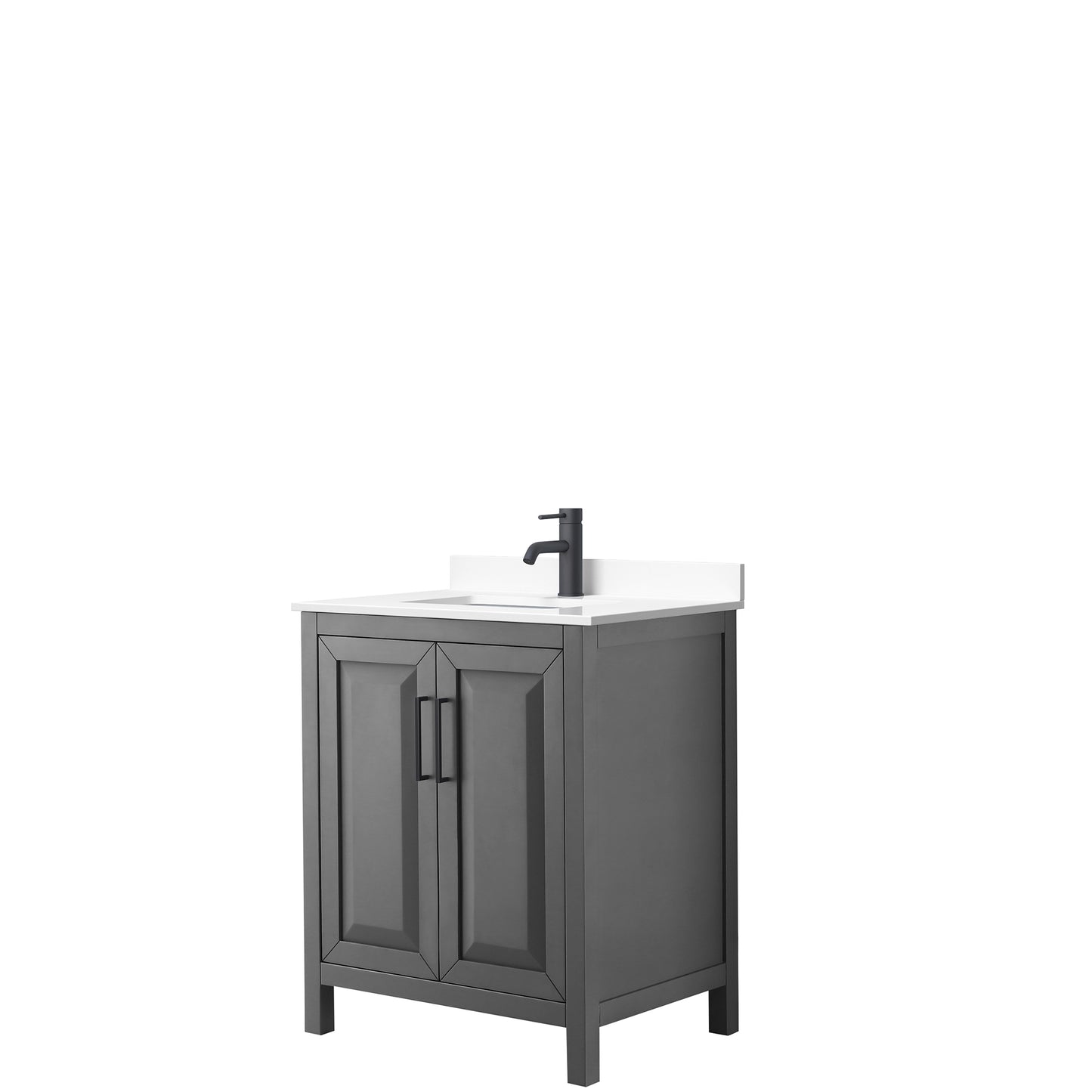 Daria 30" Single Vanity in Dark Gray, White Cultured Marble Top, Black Trim