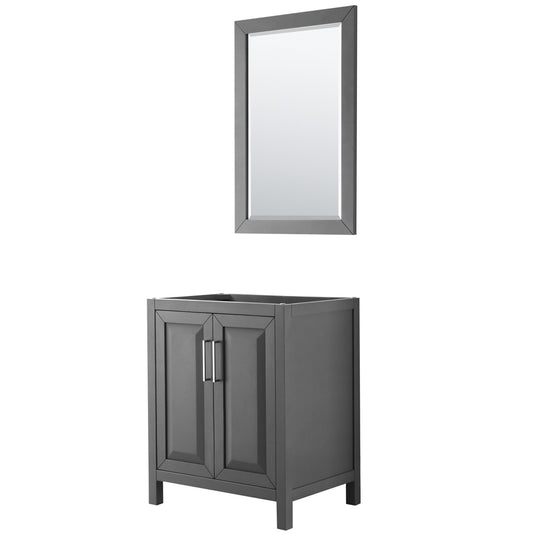 Daria 30" Single Vanity in Dark Gray, No Top, No Sink, 24" Mirror