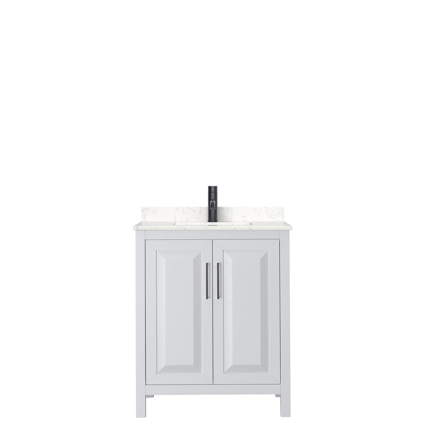 Daria 30" Single Vanity in White, Carrara Cultured Marble Top, Black Trim