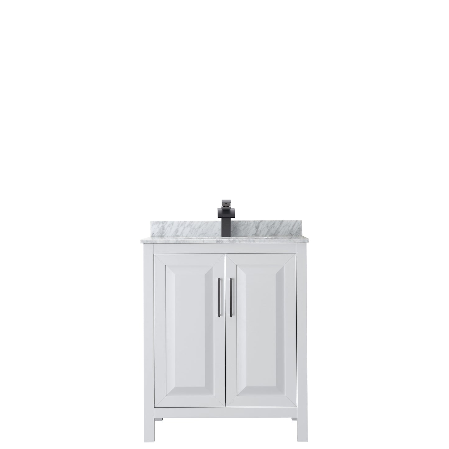 Daria 30" Single Vanity in White, Top, Square Sink, Matte Black Trim