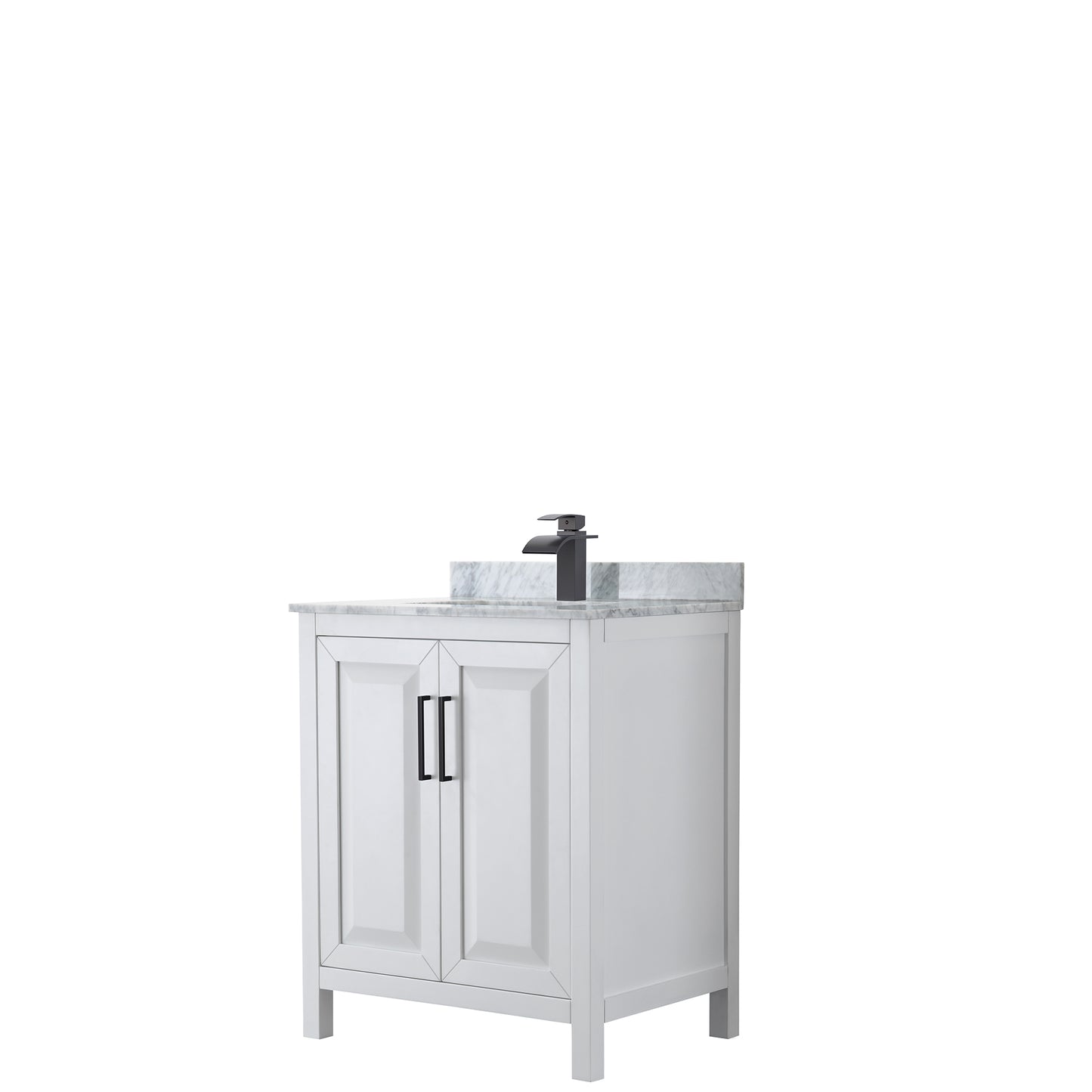 Daria 30" Single Vanity in White, Top, Square Sink, Matte Black Trim