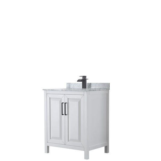 Daria 30" Single Vanity in White, Top, Square Sink, Matte Black Trim