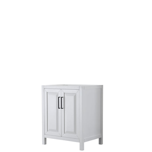 Daria 30" Single Vanity in White, No Top, No Sink, Matte Black Trim