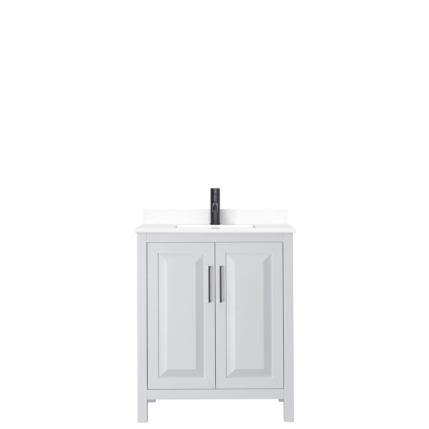 Daria 30" Single Vanity in White, White Cultured Marble Top, Black Trim