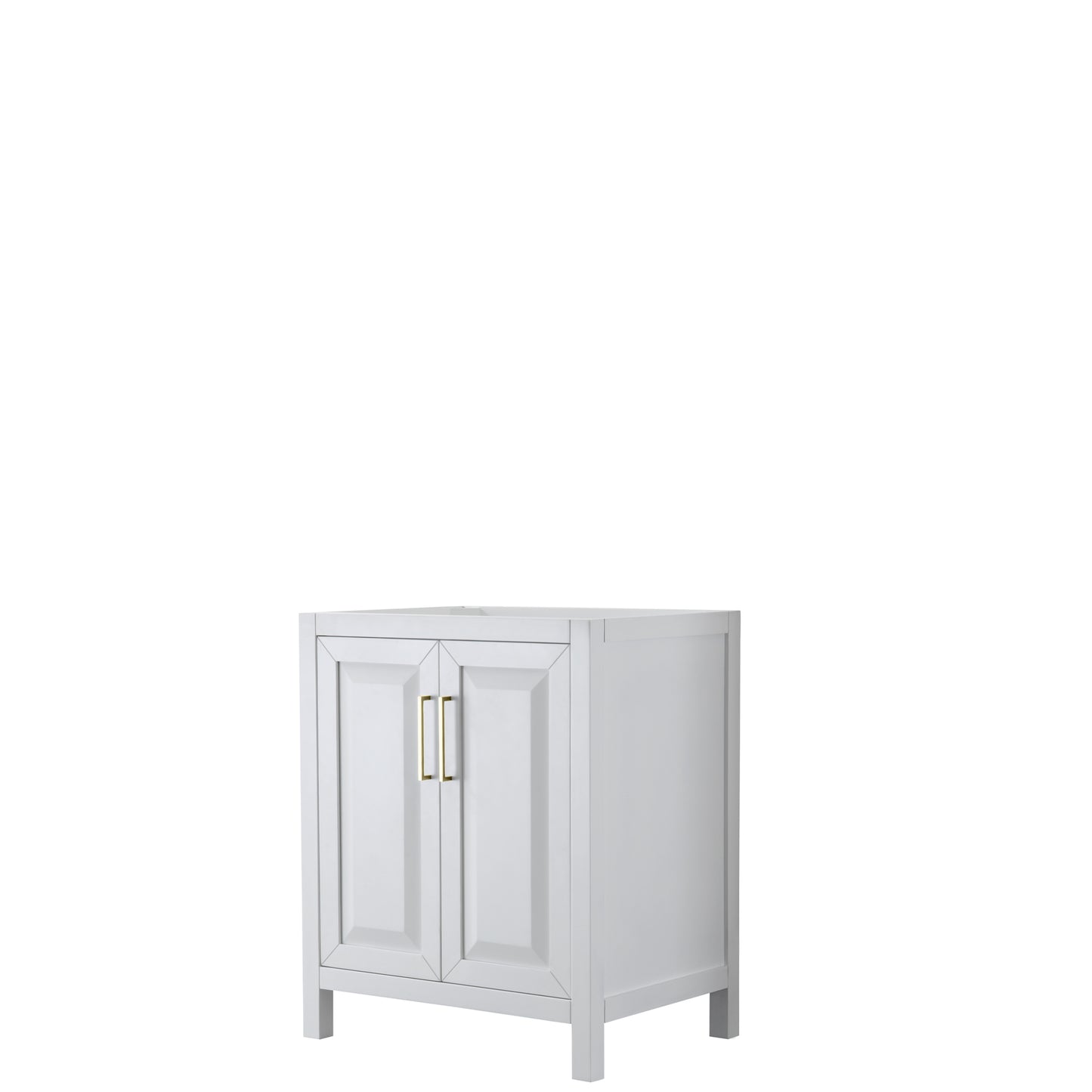 Daria 30" Single Vanity in White, No Top, No Sink, Brushed Gold Trim