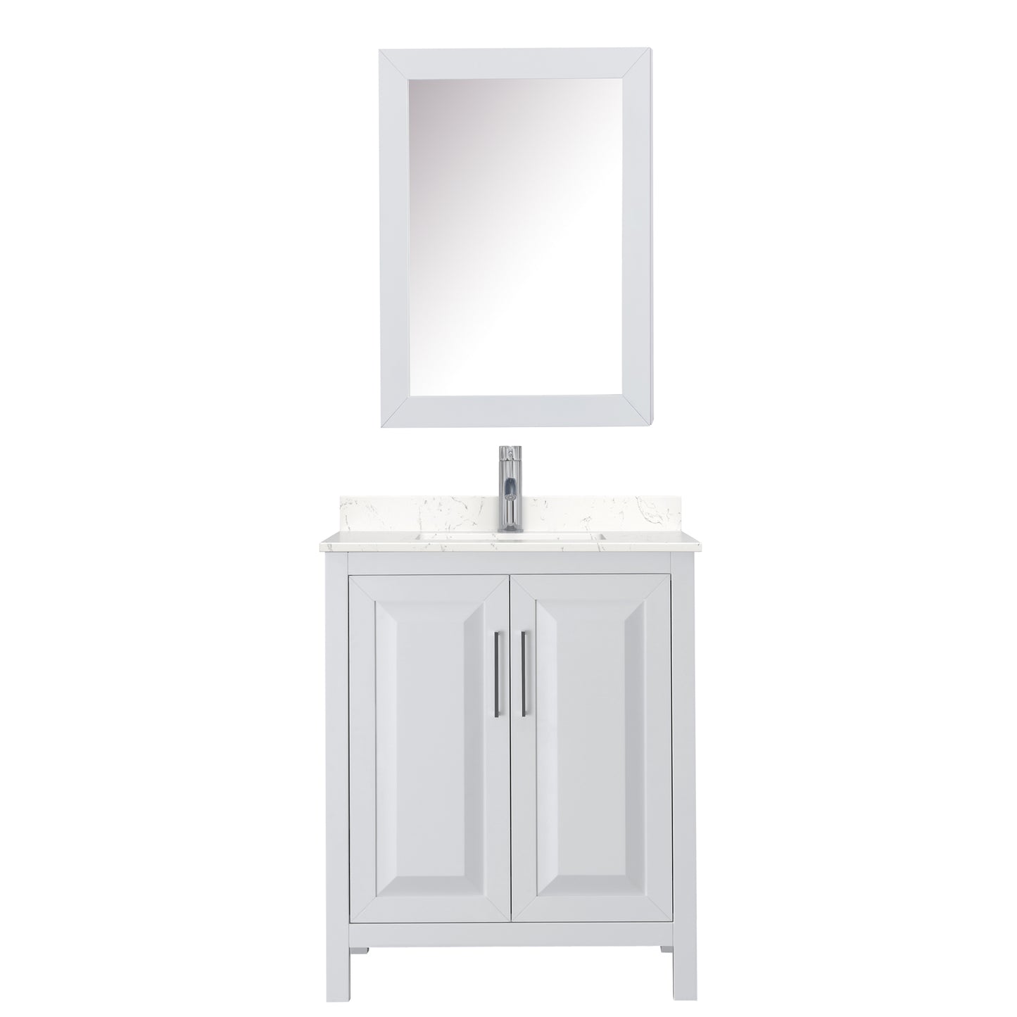 Daria 30" Single Vanity in White, Carrara Cultured Marble Top, Medicine Cabinet