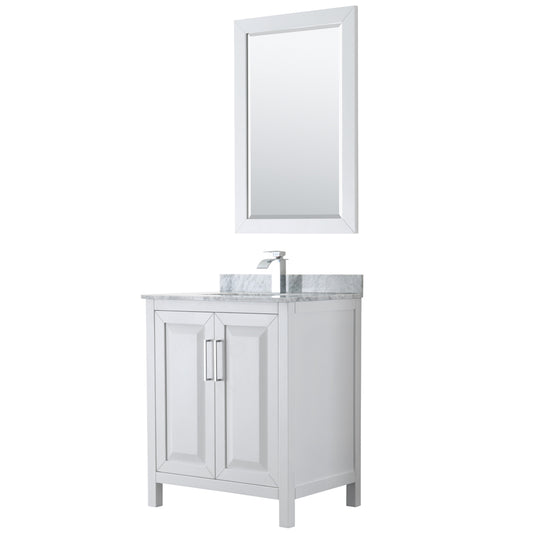 Daria 30" Single Vanity in White, Top, Square Sink, 24" Mirror
