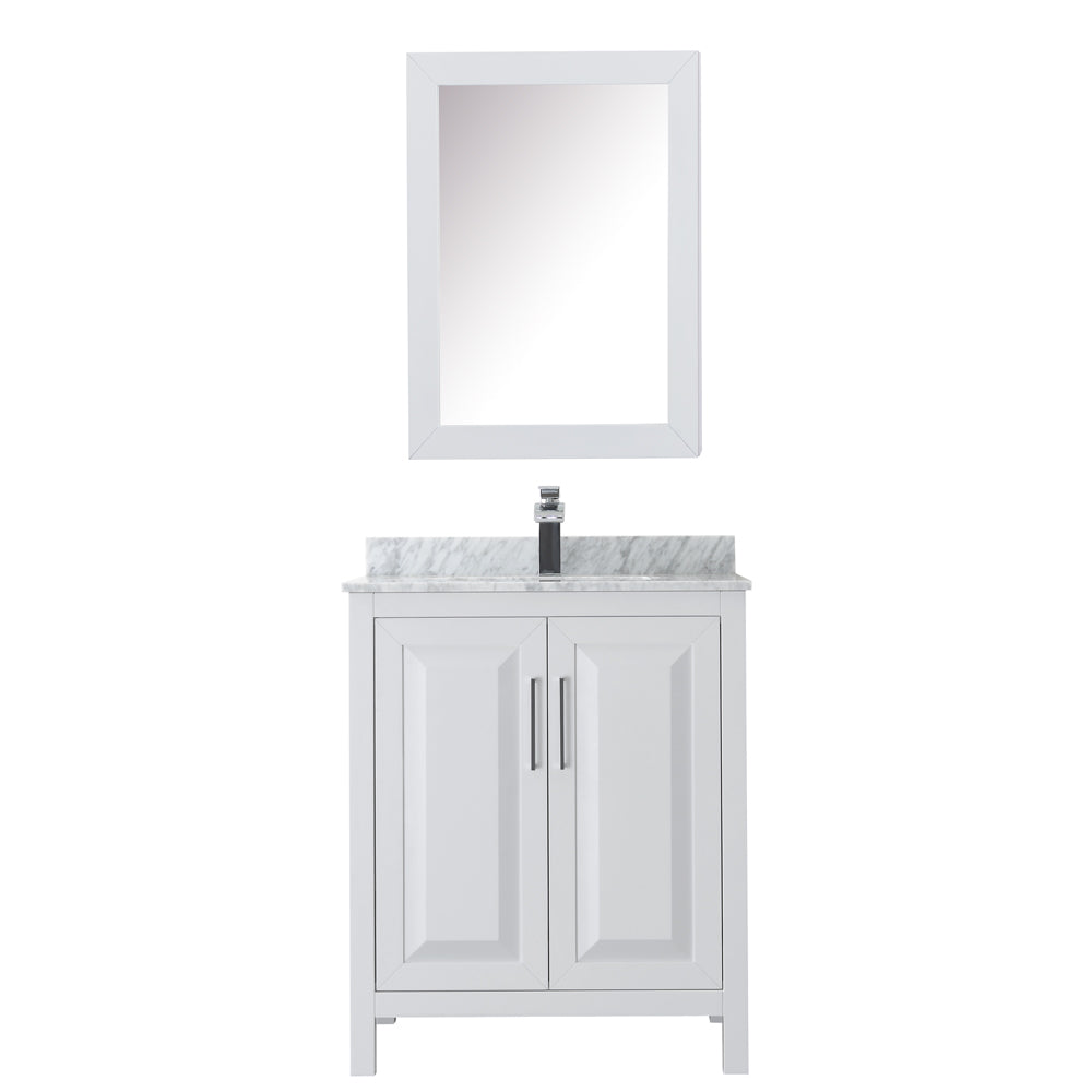 Daria 30" Single Vanity in White, Top, Square Sink, Medicine Cabinet