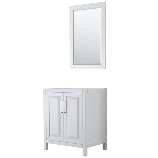 Daria 30 inch Single Bathroom Vanity in White, No Countertop, No Sink, and 24 inch Mirror