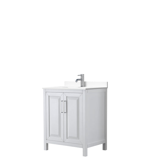 Daria 30" Single Vanity in White, White Cultured Marble Top, Sink