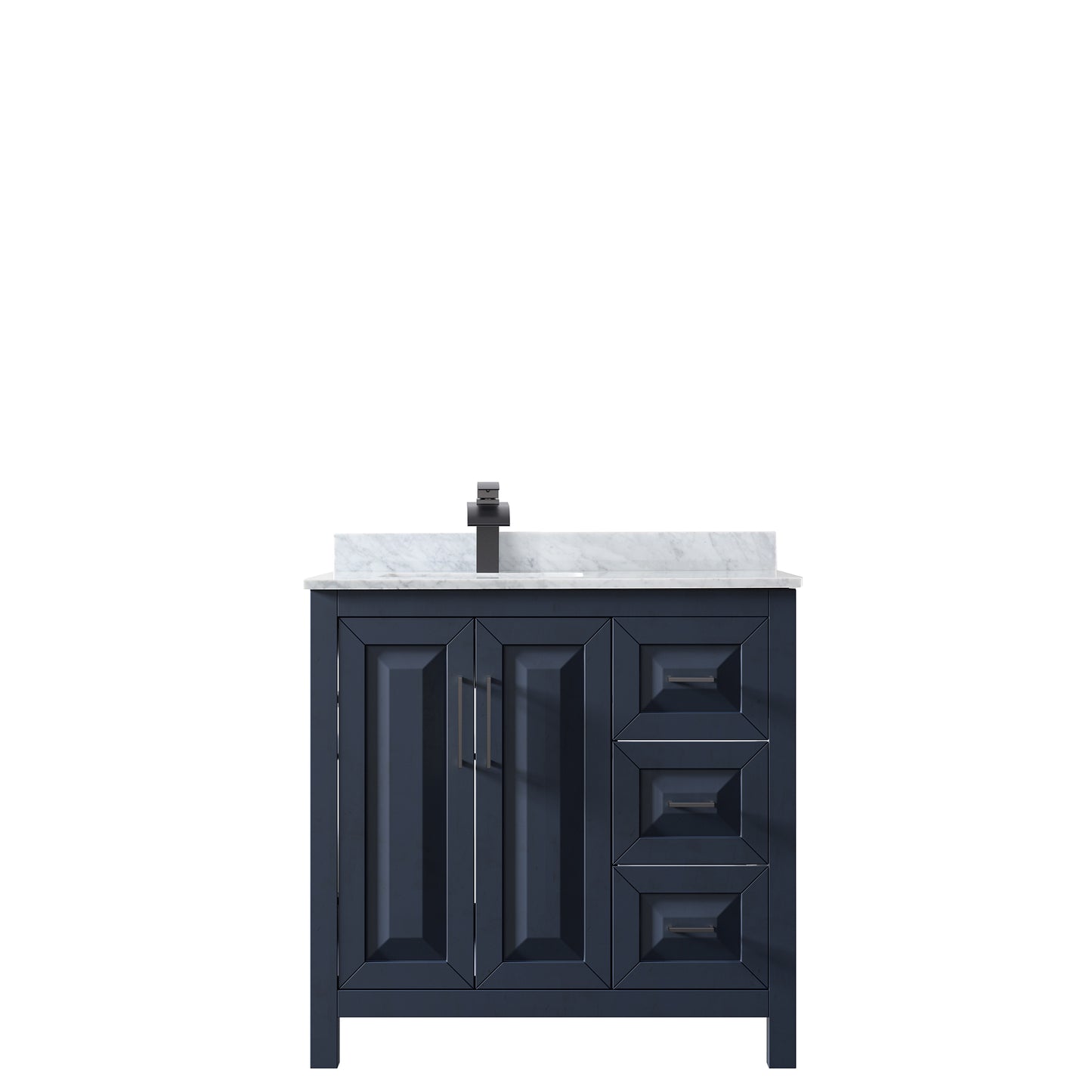 Daria 36" Single Vanity in Dark Blue, Top, Square Sink, Matte Black Trim