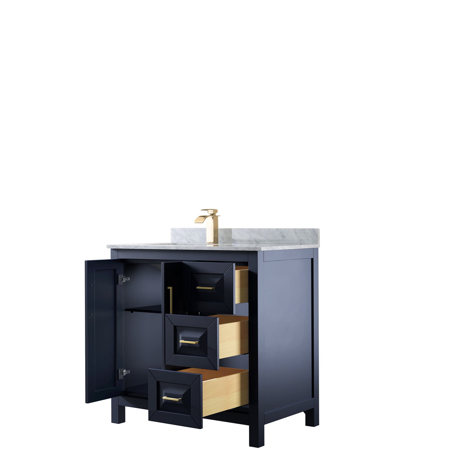 Daria 36" Single Vanity in Dark Blue, Top, Square Sink, No Mirror