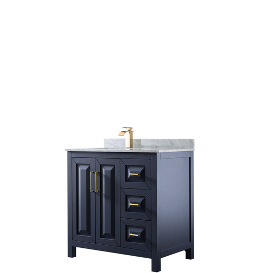 Daria 36" Single Vanity in Dark Blue, Top, Square Sink, No Mirror