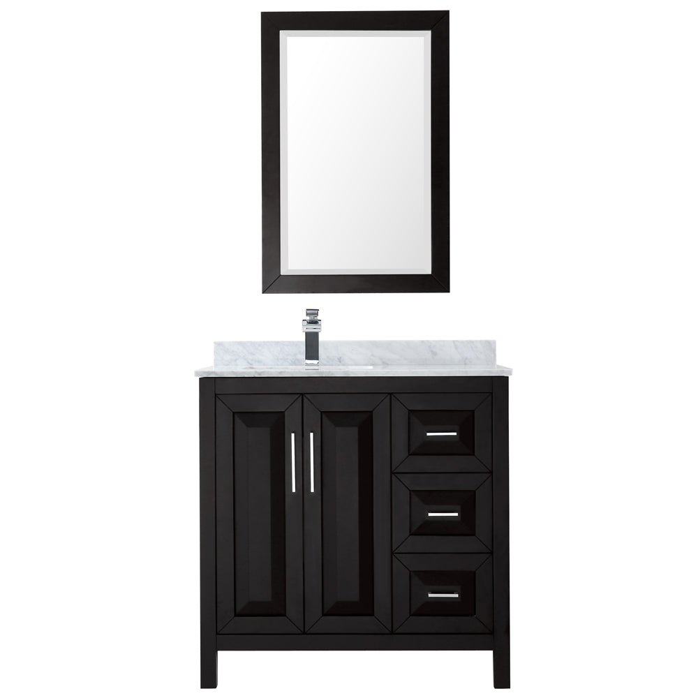 Daria 36" Single Vanity in Dark Espresso, Top, Square Sink, 24" Mirror